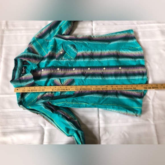 Wrangler Blue and Purple Pearl Snap Western Shirt - Picture 8 of 12